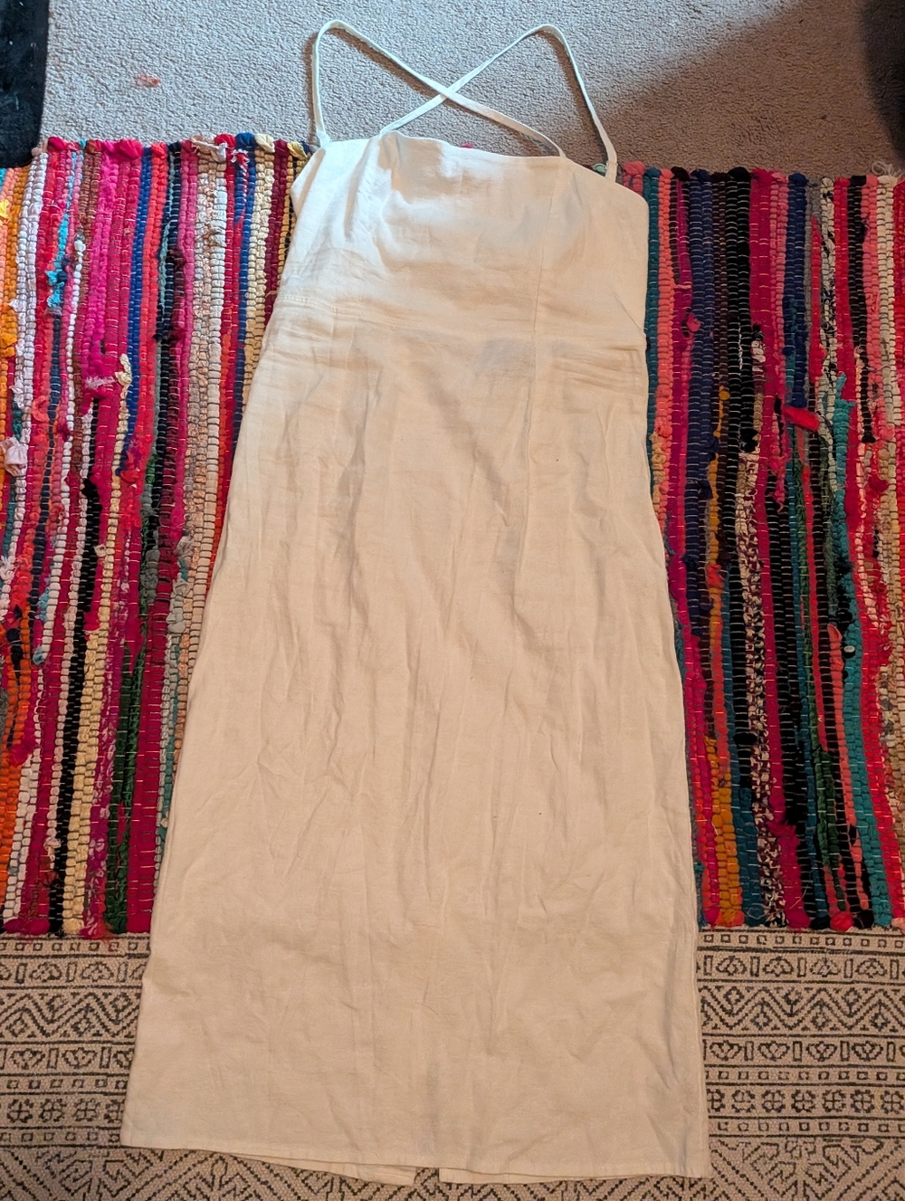 wild fable Cream Slip Dress with Adjustable Straps